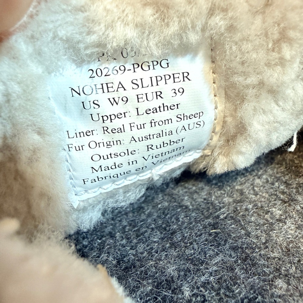 Olukai Women's Nohea Nubuck Leather Soft Shearling Slippers, Pale Gray, 9 - Picture 2 of 9